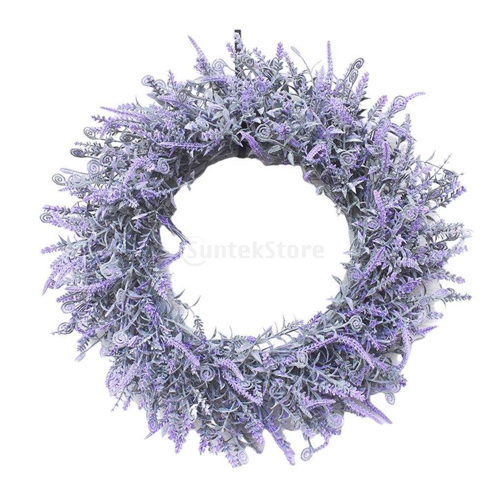 Large Lavender Wreath Base Wreath Flower Farmhouse Garland Wreath Front Door Wall Hanging for Wedding Wreath Home Decor: 45cm Gemini