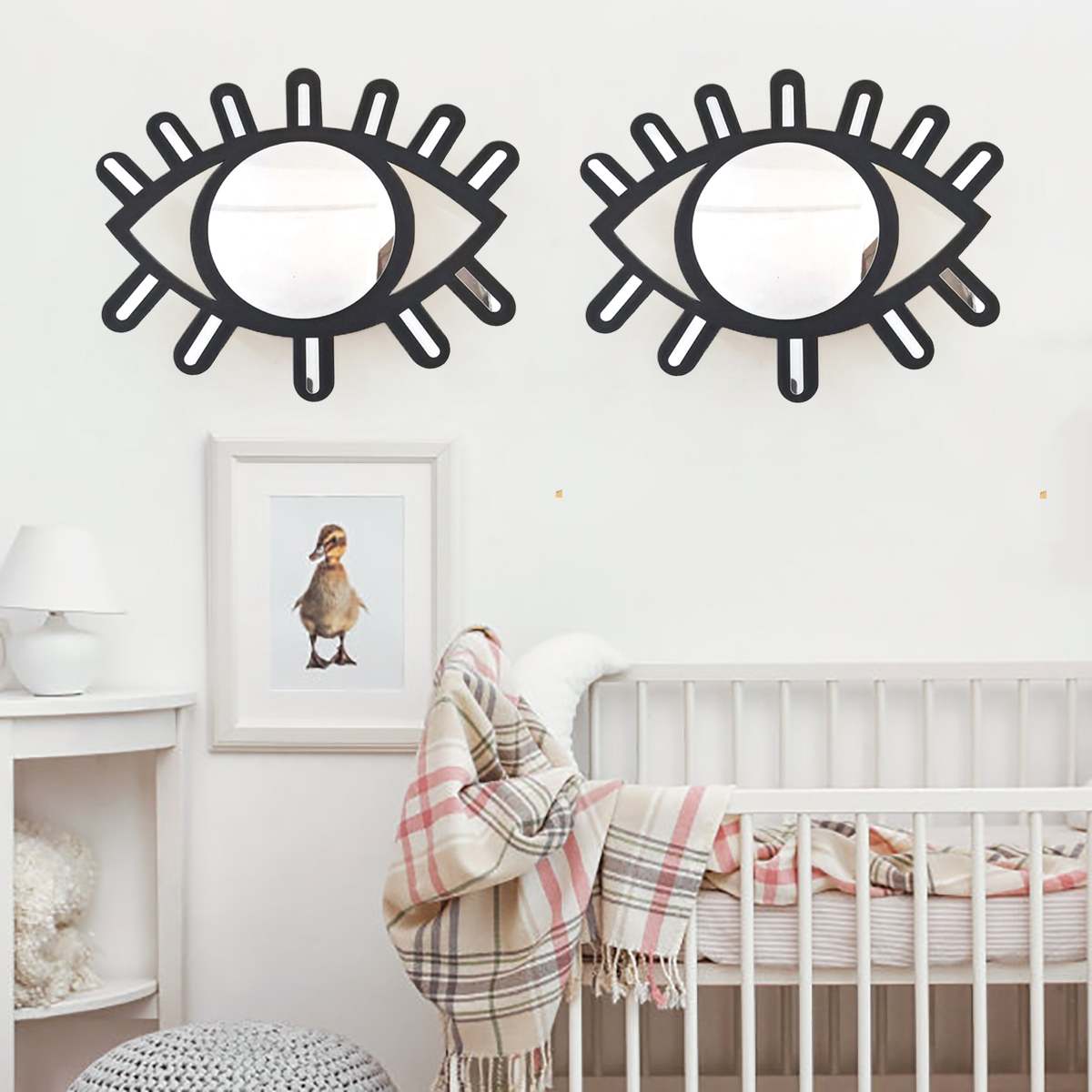 Espejo decorativo con forma de ojo, decoración artística innovadora de madera, espejo de maquillaje redondo, vestidor, espejo colgante de pared para baño, artesanías