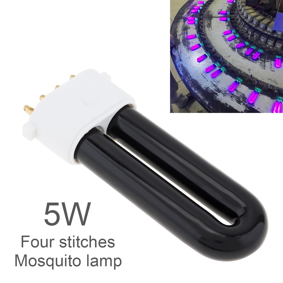 Tubo de luz antimosquitos de 4 pines, luz negra UV 2G7, 365nm, luz ultravioleta de repuesto, lámpara antimosquitos, trampa,