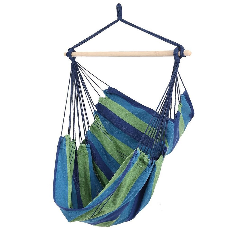 Draagbare Canvas Hangmat Leisure Streep Opknoping Stoel Swing Wandelen Camping Hangmat Canvas Streep Bed Voor Outdoor Reizen: green