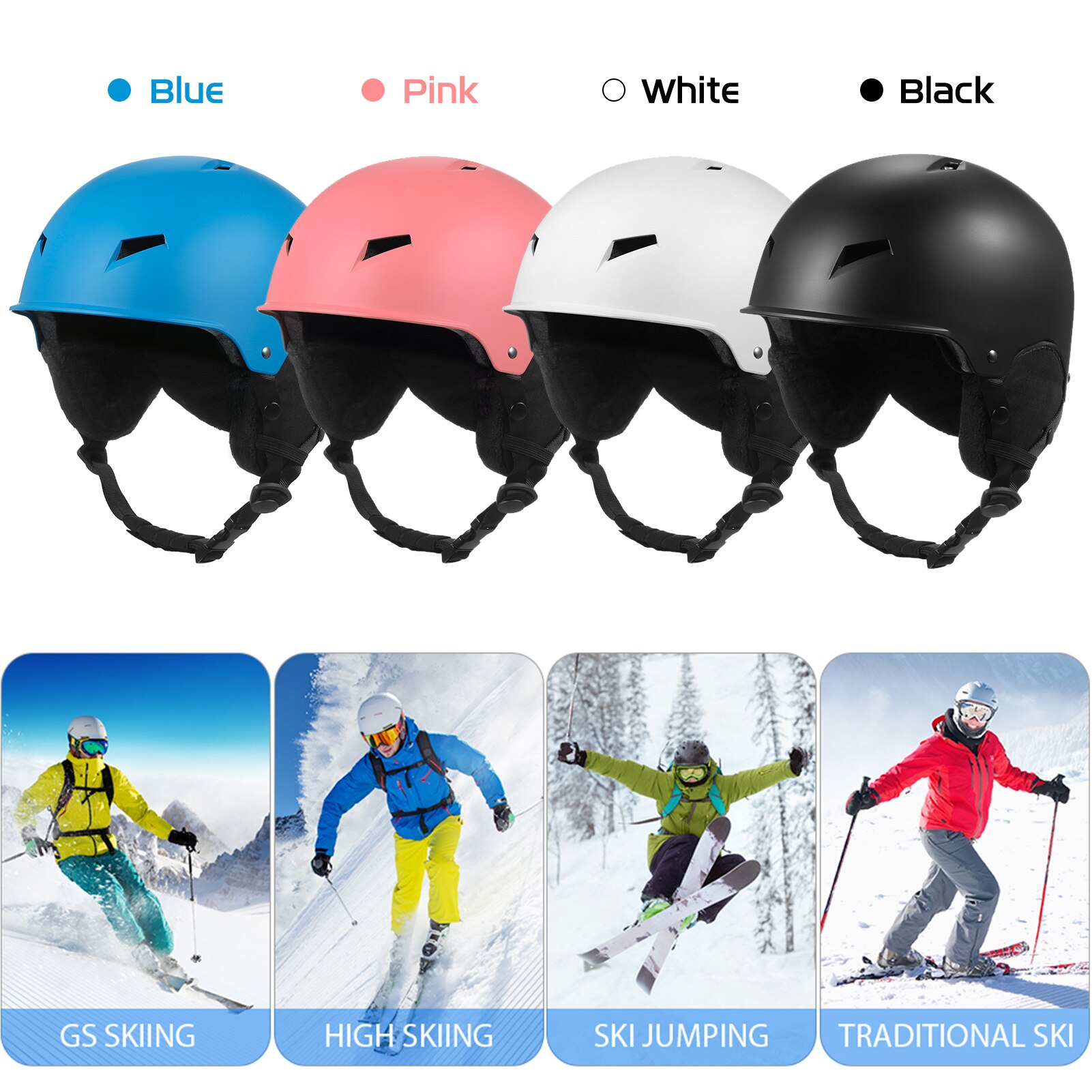 Casque de neige avec protège-oreilles détachable, pour hommes et femmes, de Snowboard avec lunettes à sangle fixe, de sécurité, de ski, de sport