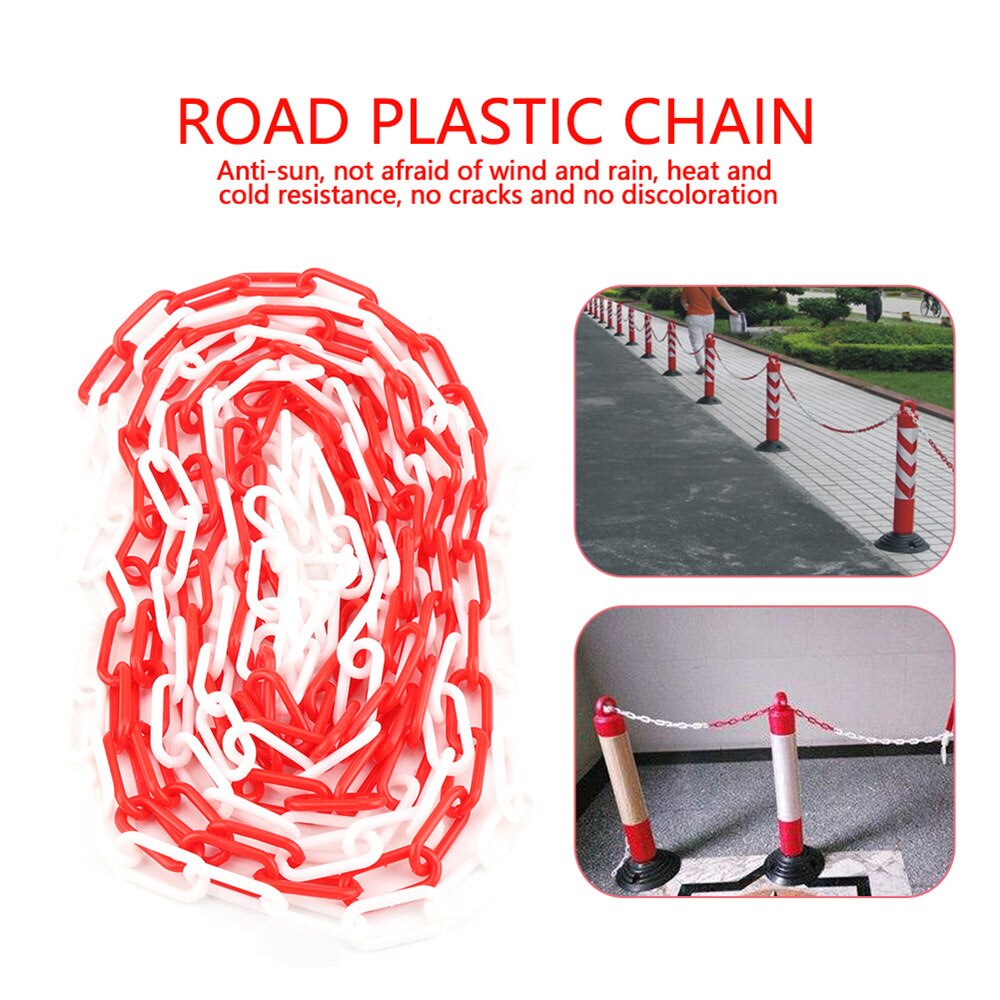 6mm Plastic Chain Red And White Guardrail Warning Post Yellow Black Isolation Safety Protection 8mm Traffic Cone Chain: Default Title