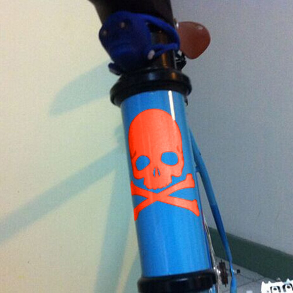 Bike Reflective Sticker Skull Fluorescent Bicycle Stickers Fixed Gear Mountain Bike Skeleton Decals Helmet Bicycle Accessories