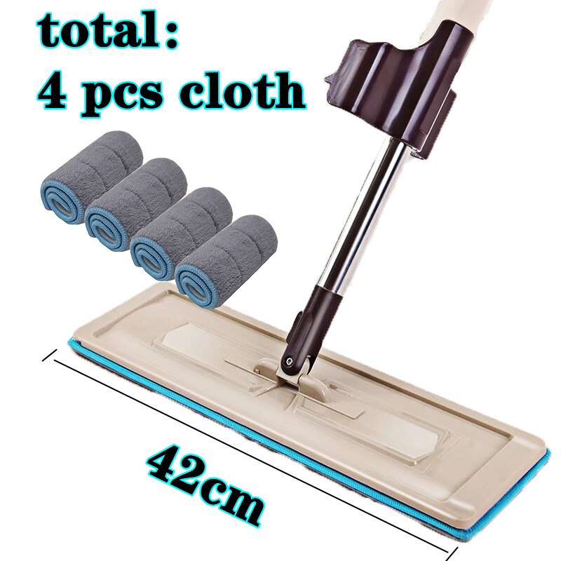 Plat Vadrouille Pour La Maison Et La Cuisine Nettoyage De Sol Vadrouille Sans Main Lavage Vadrouille Plate Avec Tampons En Microfibre Remplacement: 042-4 Cloth 1 Mop