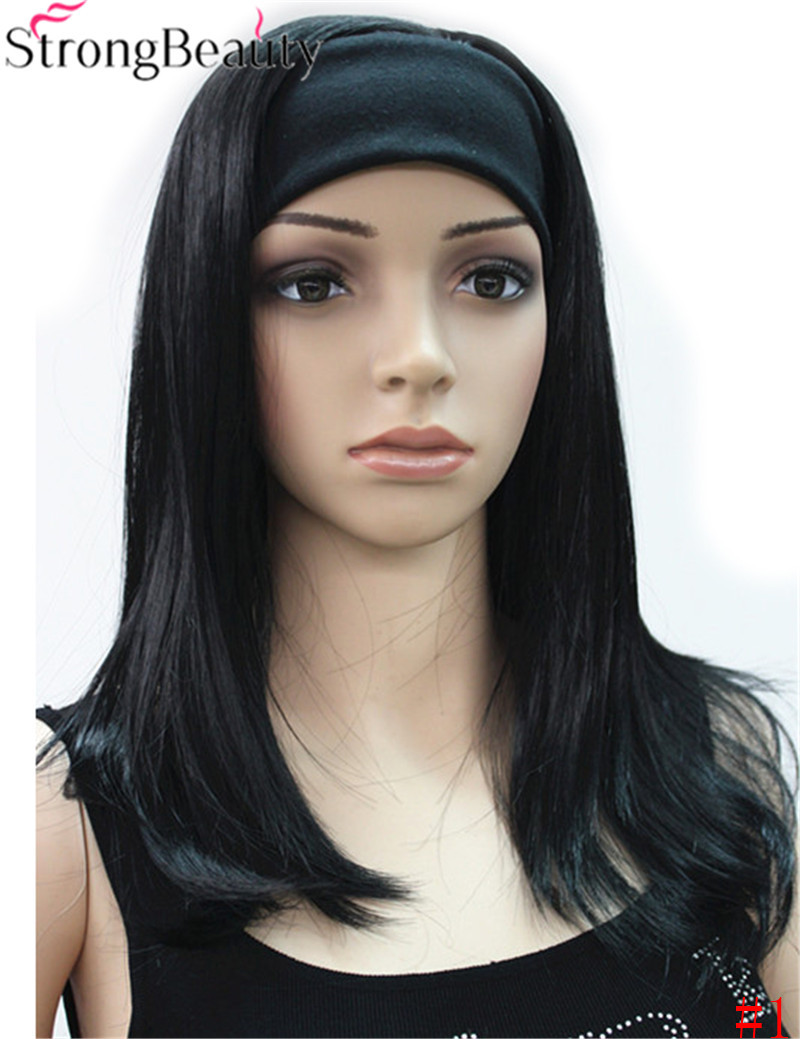 forte di Bellezza Lungo Ondulato Sintetico Senza Cappuccio Parrucche Mezza le signore '3/4 Parrucca con La fascia Parrucca: 1