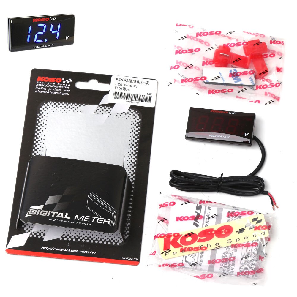 Koso-voltímetro Digital Universal para motocicleta, Mini medidor LED rectangular de voltaje, 12V