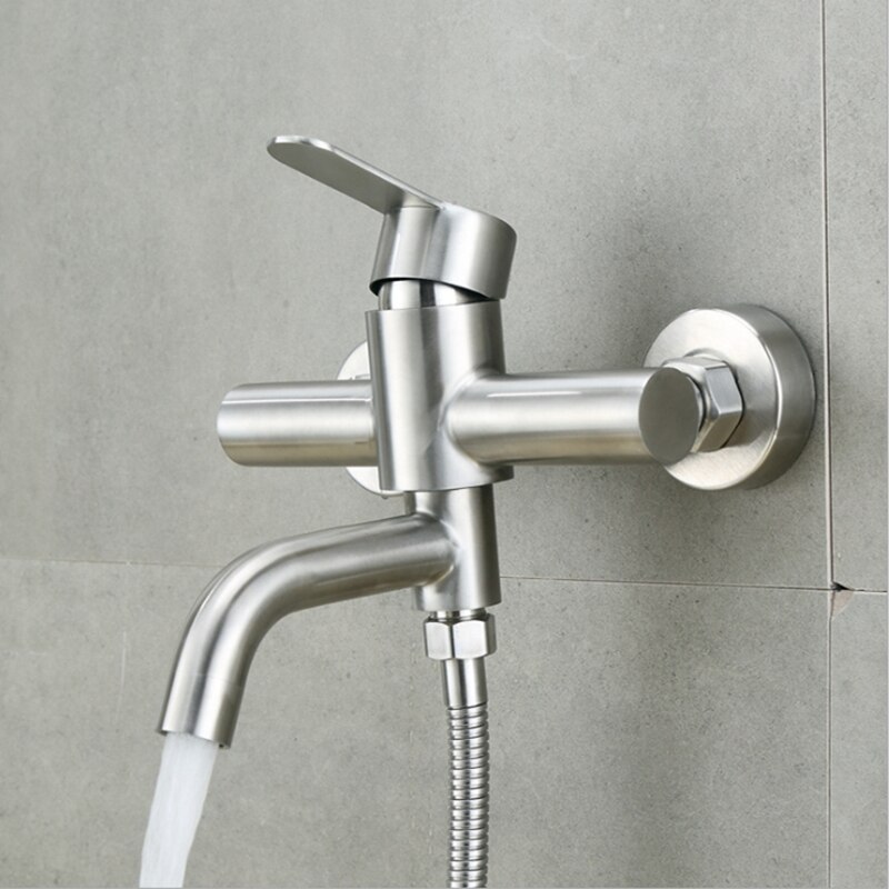 Bathroom Shower Faucets Stainless Steel Triple Bathtub Faucet Mixers Cold Mixer Valve Nozzle Tap Wall Mounted Home Accessory