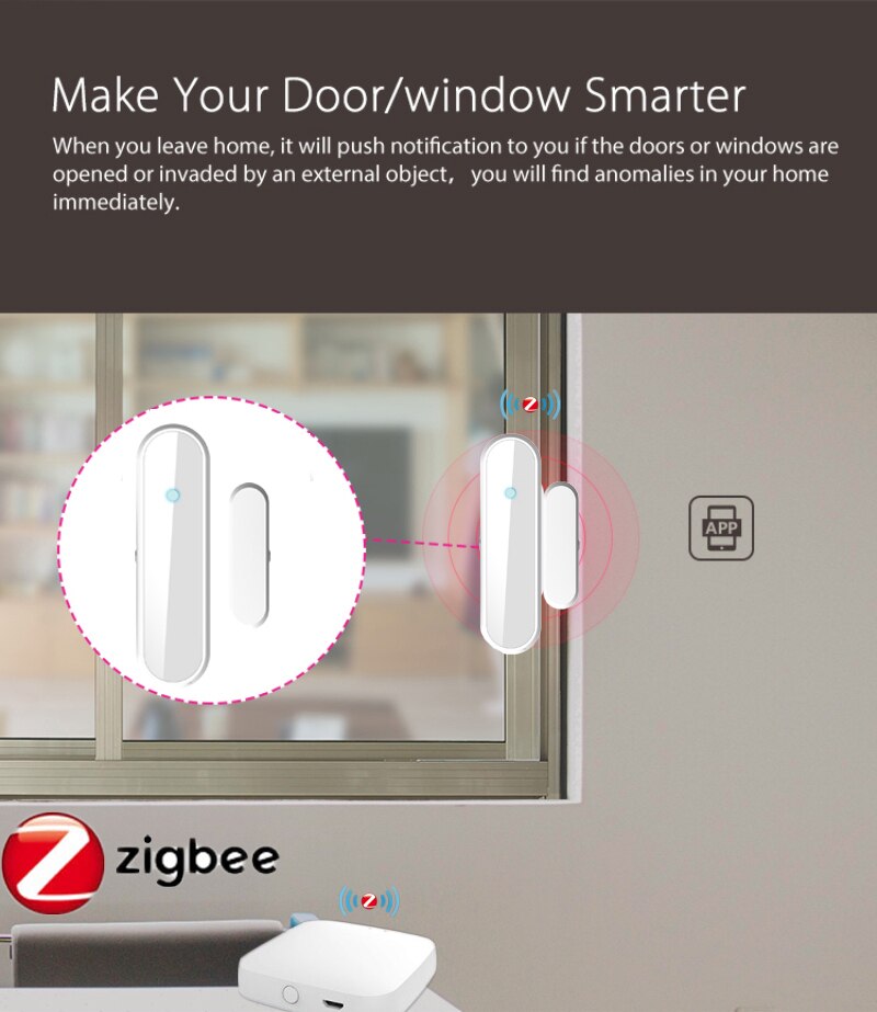 ZigBee – capteur de porte/fenêtre intelligent, détecteur d'ouverture/fermeture de porte magnétique indépendant, vie intelligente