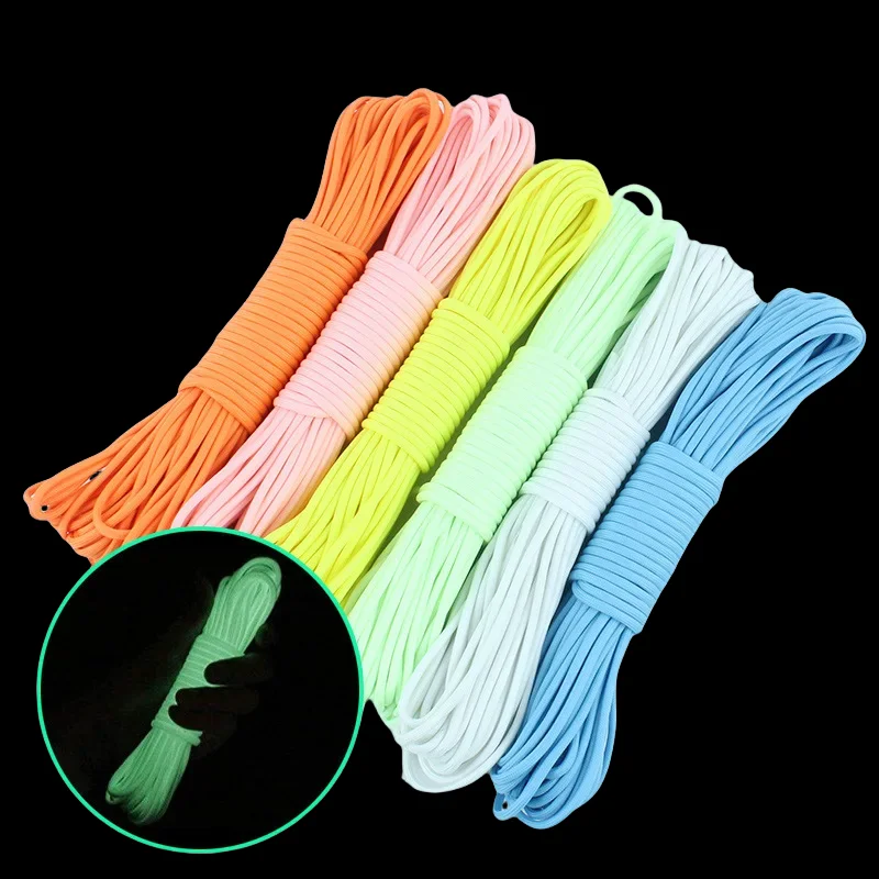 10M Paracord 550 Camping Survival Glow Touw Lanyard Edc Gloeiende Parachute 9 Deelt Outdoor Koord Accessoires Klimmen Wandelen