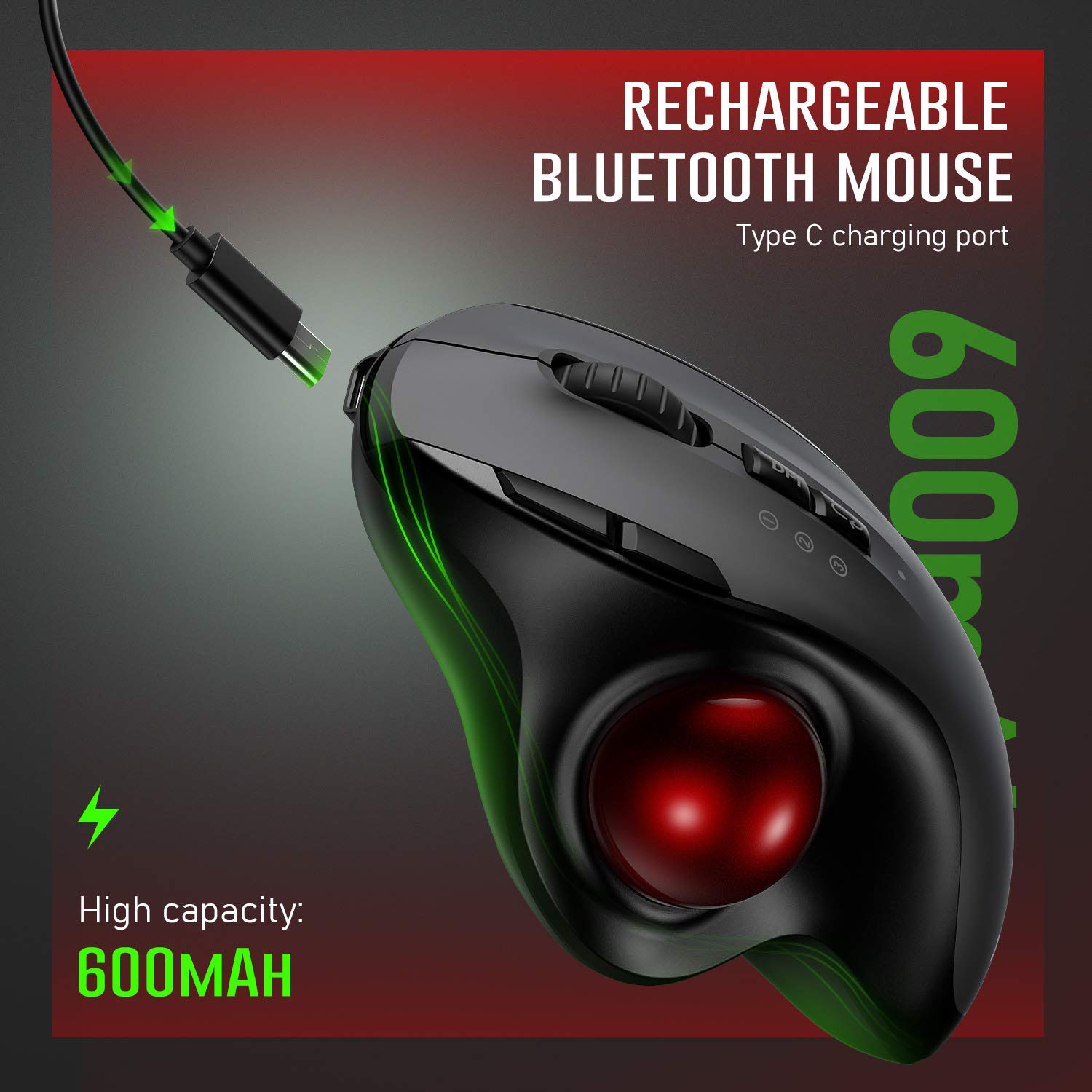 Trackball bezprzewodowa mysz akumulatorowa mysz Bluetooth 2.4G USB ergonomiczne myszy do komputera Android Windows 3 regulowana DPI