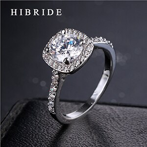 HIBRIDE Trendy Women Wedding Rings For Party Clear Rhinestone Stainless Steel Ring Jewelry QSP0010-22: 6