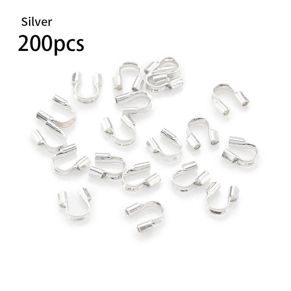 200Pcs/lot Stainless Steel Copper Wire Guard Protectors Loops U Shape Connectors for Jewelry Making DIY Accessories Supplies: Silver color