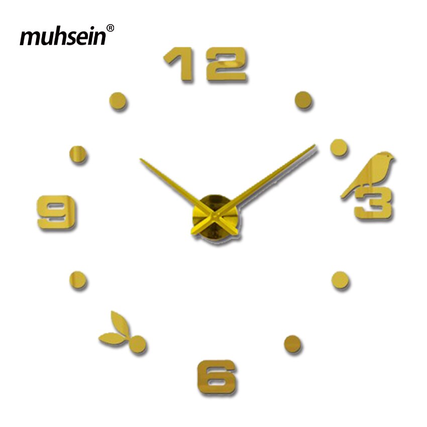 Grande horloge murale 3d auto-adhésive | Horloge numérique murale de grande taille, Style moderne comme d'anniversaire, ,: gold / 47inch