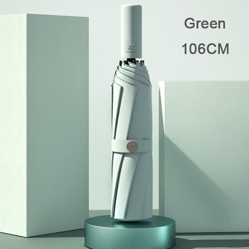 Xiaomi Zuodu Full-Automatic Sunny And Rainy Umbrella Folding Men's and Women's Forest System Is Retro Fashionable And Simple: Green 106CM