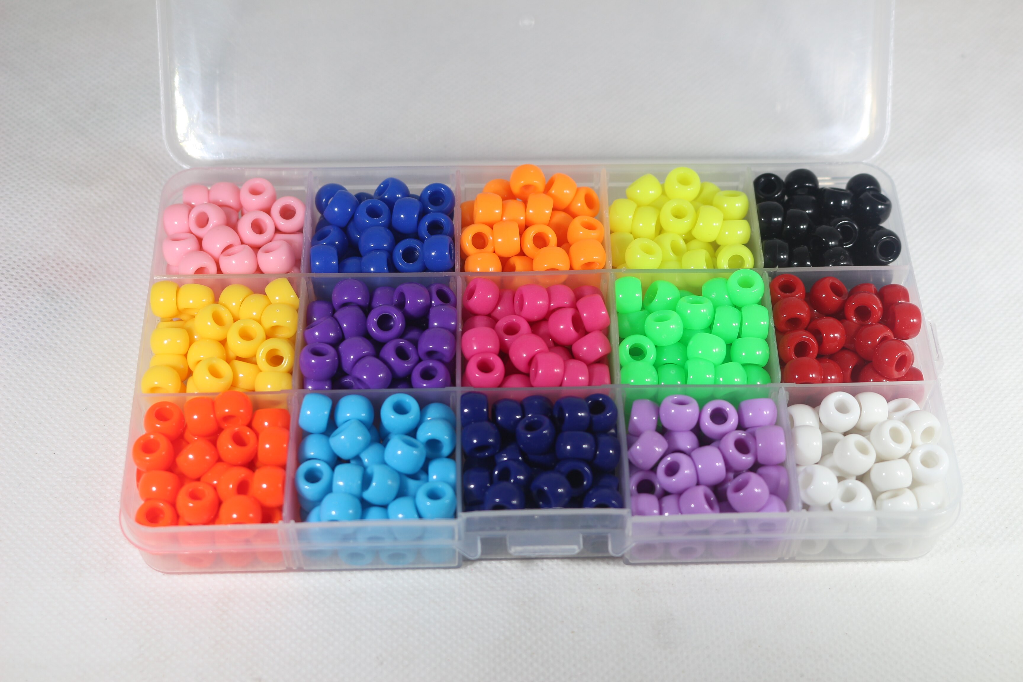 Håndværk diy akryl pony perler sæt 9 x 6mm 24 /15 farver med organisator boks til armbånd: 15 farve   no 3