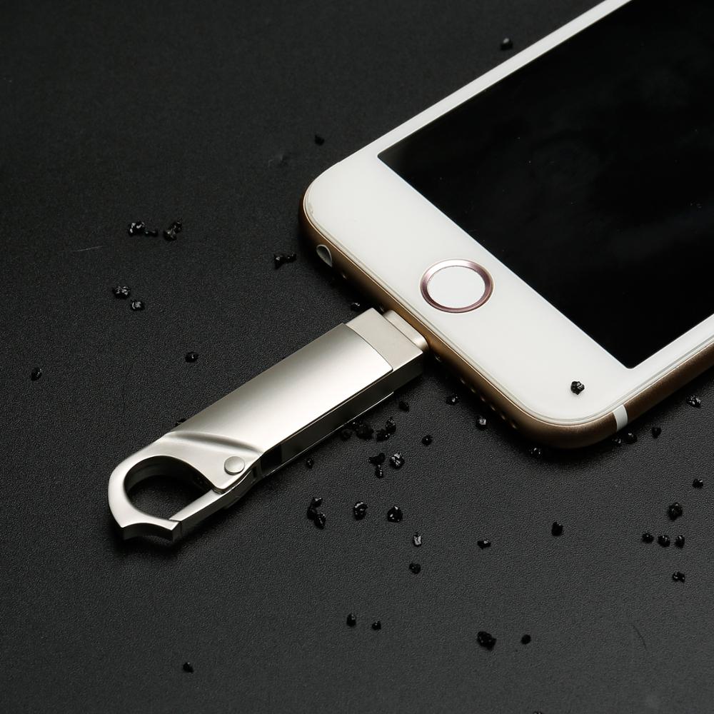 Unidad Flash USB 128 de Metal, Pen Drive OTG de 2,0 GB, 32GB, 64GB, memoria para iphone/ipad/Lightning/ios/USB