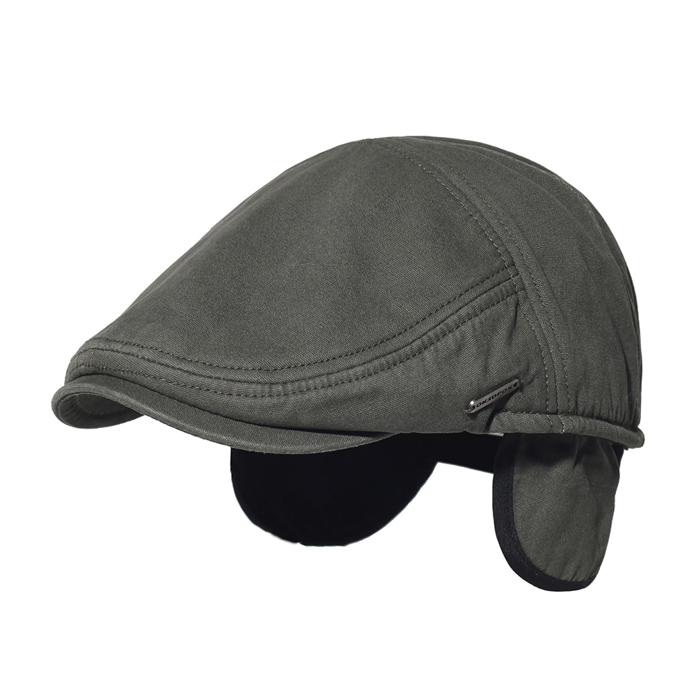 Män & #39 ;s bomull tidningspojke keps öronlappar vinter tjock varm platt hatt öronskydd vintage solid keps casual basker gatsby körhatt