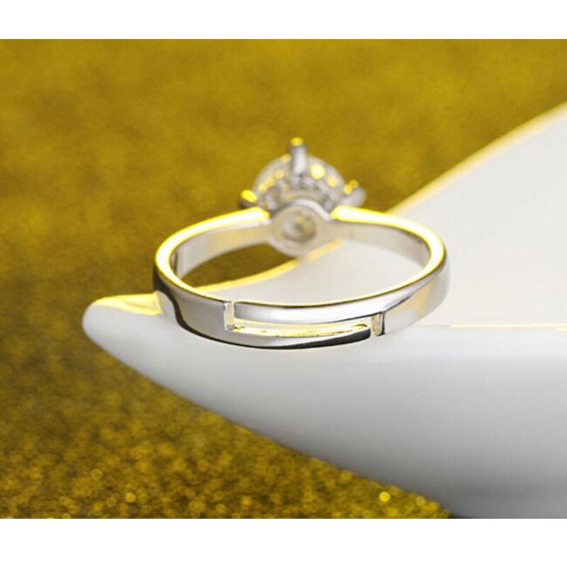 Anenjery moda quente clássico anel de casamento cor prata 6mm aaa cz zircão anéis para feminino anillos redimensionável S-R178