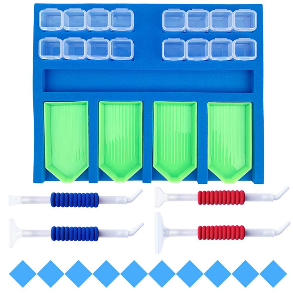 Diy Handmade Diamond Painting Tray Set Diamond Painting Accessories Tray Organizer for Adults Tool Storage Rack Point Drill: Blue 1