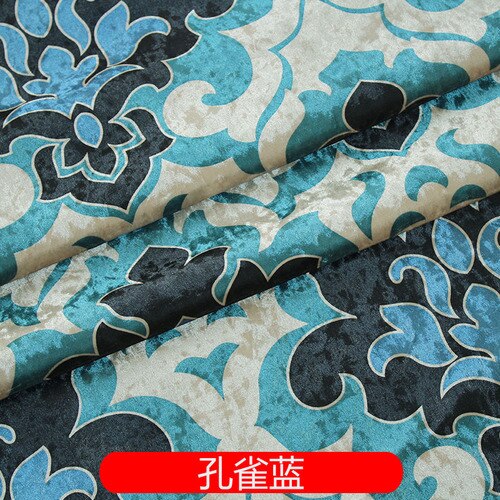 Bloemen Azteekse Spaanse Geometrische Diamant Bloem Tegel Stof Katoen Panama Gordijn Bekleding Materiaal - 280cm Extra Breed - Blauw & Rood (Per Meter