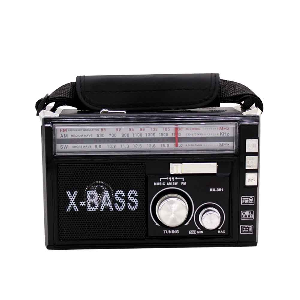 Rétro lecteur MP3 haute sensibilité Rechargeable Portable Radio lampe de poche AM FM SW Led extérieur maison multifonctionnelle TF USB: Black US