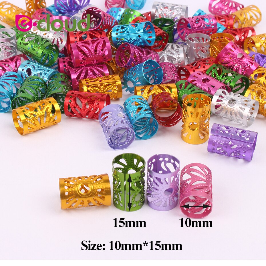 50 pz/borsa regolare Mirco anelli per capelli perline per capelli colore misto per uncinetto Dreadlock perline per capelli 10mm foro tubi metallici