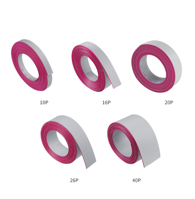 1 meter 0.635mm/1.0mm/1.27mm- takts grå platt bandkabel 8/10/16/20/40 -polig 28 awg-tråd för idc  fc 1.27mm/2.0mm/2.54mm -kontakt