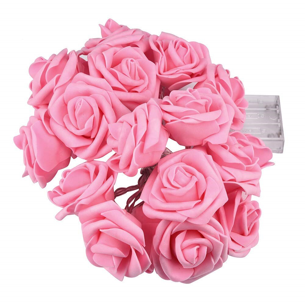 10/20/40 LED Pink Rose Flower Christmas Lights String Lights Battery Operated Valentine Wedding Party Decoration Lamp: 6M 40leds