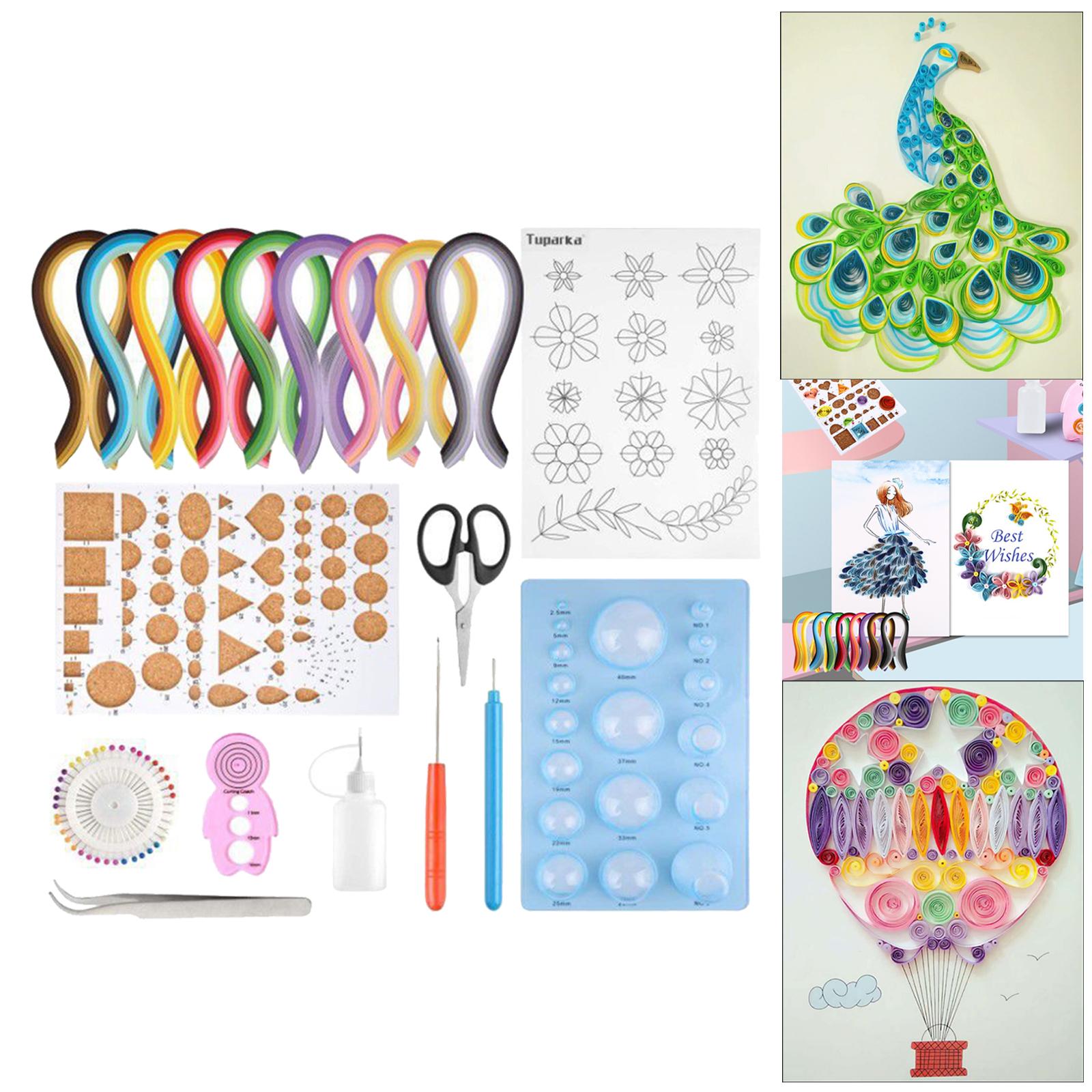 Pappersremsor quillingverktygssats 10 verktyg 900 färgglada remsor för scrapbooking dekor jul nybörjare gör-det-själv-pyssel hantverk