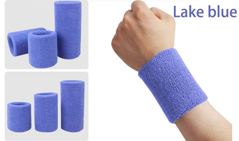 Muñequera deportiva de 8cm para hombre y mujer, 100% de muñeca de algodón para el sudor, Protector para tenis, baloncesto y bádminton: Lake Blue