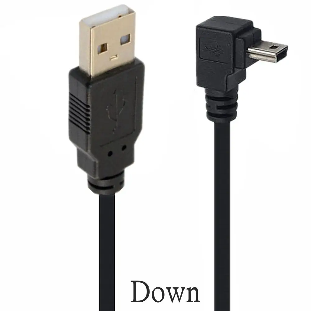 Mini USB 90 Graden Kabel UP Down Links Haaks USB 2.0 NAAR Mini USB 5pin Snelle Data Charger Kabel voor Camera MP4 Tablet GPS: WIT / 1,5 meter