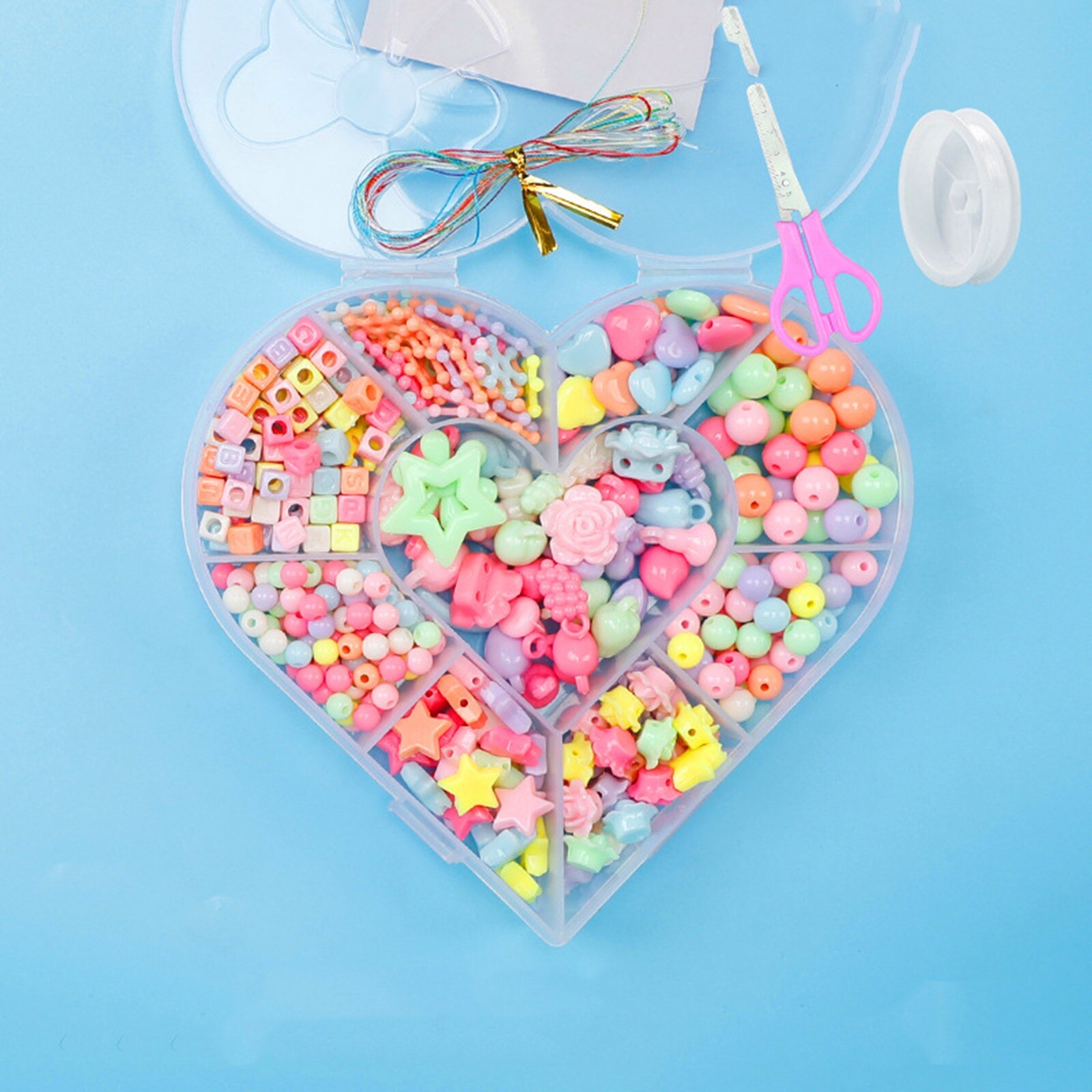 1 Set Acrylic DIY Handmade Beaded Kits For Girls Bracelet Necklace DIY Jewelry Making Craft Cute Heart Materials Accessories: 17