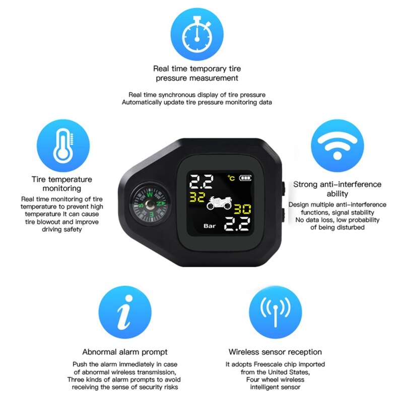 Liwogi Autobandenspanningsbewakingssysteem met USB-opladen, voor Android-navigatiedisplay, TPMS universele bandenspanningsmeter met 4 sensoren, 8 bar/116Psi voor SUV's, caravans, auto