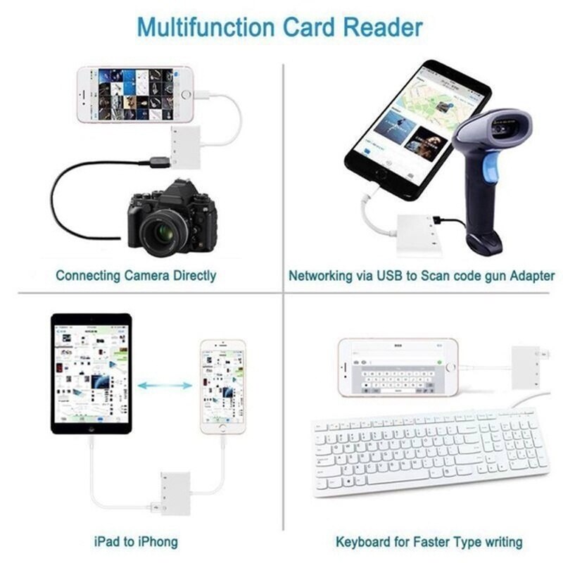 USB OTG Converter SD/TF Card Reader Adapter Lighting Plug Camera Card And Play Ata Converter For IPhone12/11Pro/XsMax/XR IPad