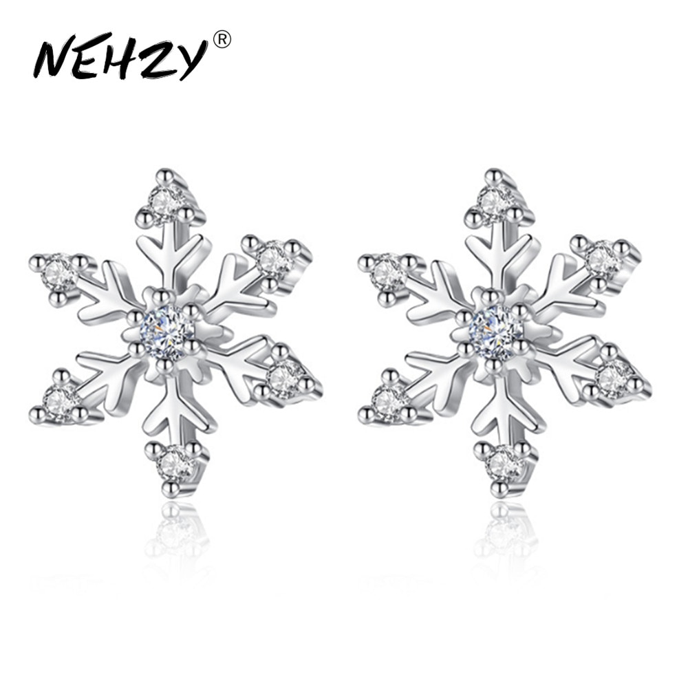 Nehzy damer sølvøreringe snefnug retro blomster søde smykker