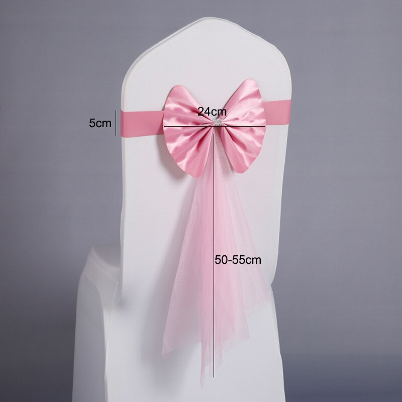 20pcs/set Organza PU leather Chair Sashes Wedding Chair Knot Cover Decoration Chairs Bow band Belt Ties For Weddings Banquet