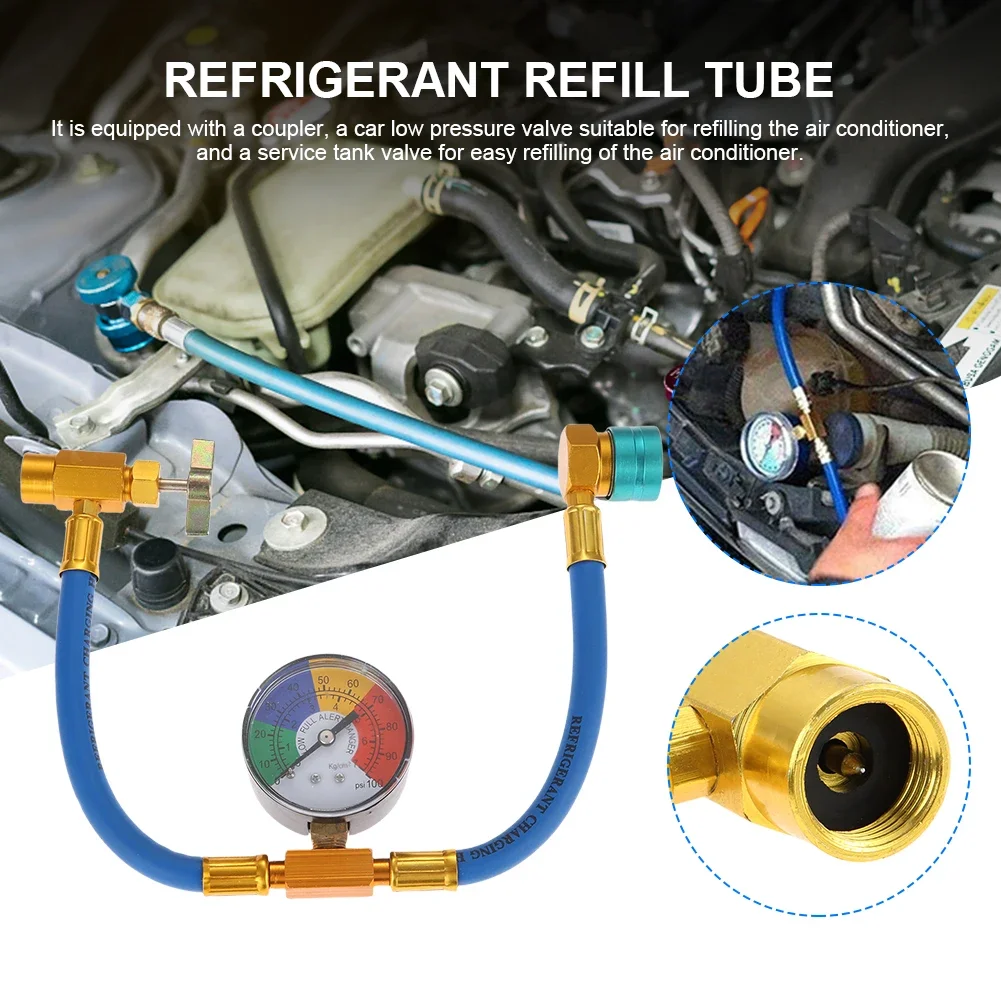 R1234yf Klimaanlage Gas kühler mit Zoll acme lh Kältemittel Gas Nachfüllung 14mm Low Side Schnell kupplung für Automobile