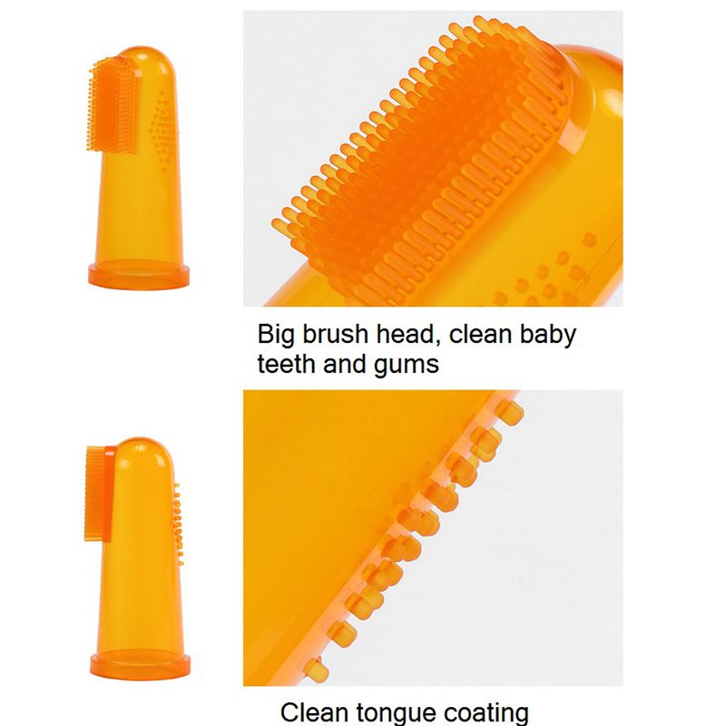 2 Silizium Toothbrushs + Kasten Baby Vinger Tandenborstel Tanden Schoon Weiche Silikon Baby Tandenborstel Gummi Schoonmaken Borstel