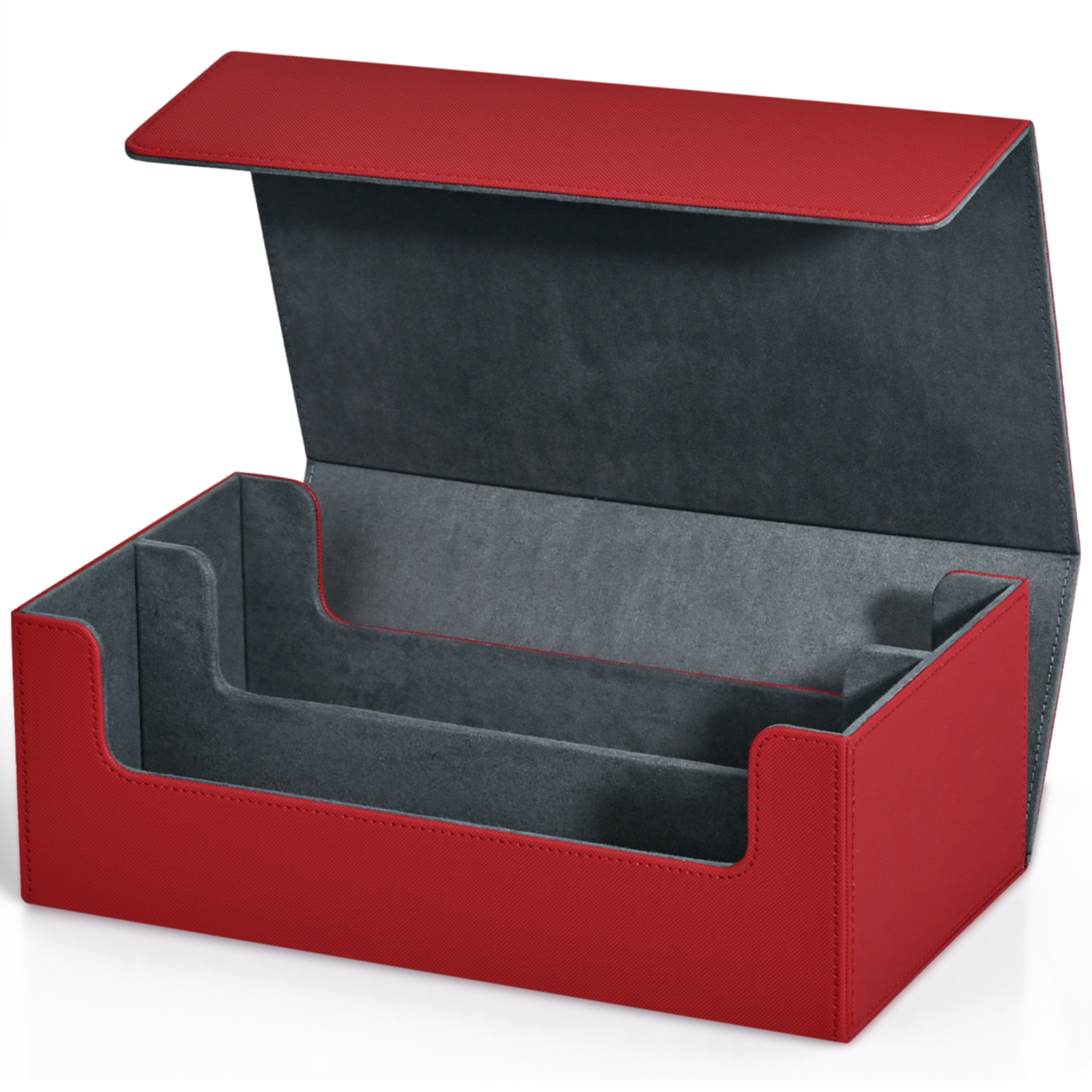 Caja de almacenamiento de tarjetas, estuche para baraja de tarjetas con más de 1200 tarjetas de una sola manga, fuertes cajas de tarjetas magnéticas de cuero PU para MTG TCG: Rojo