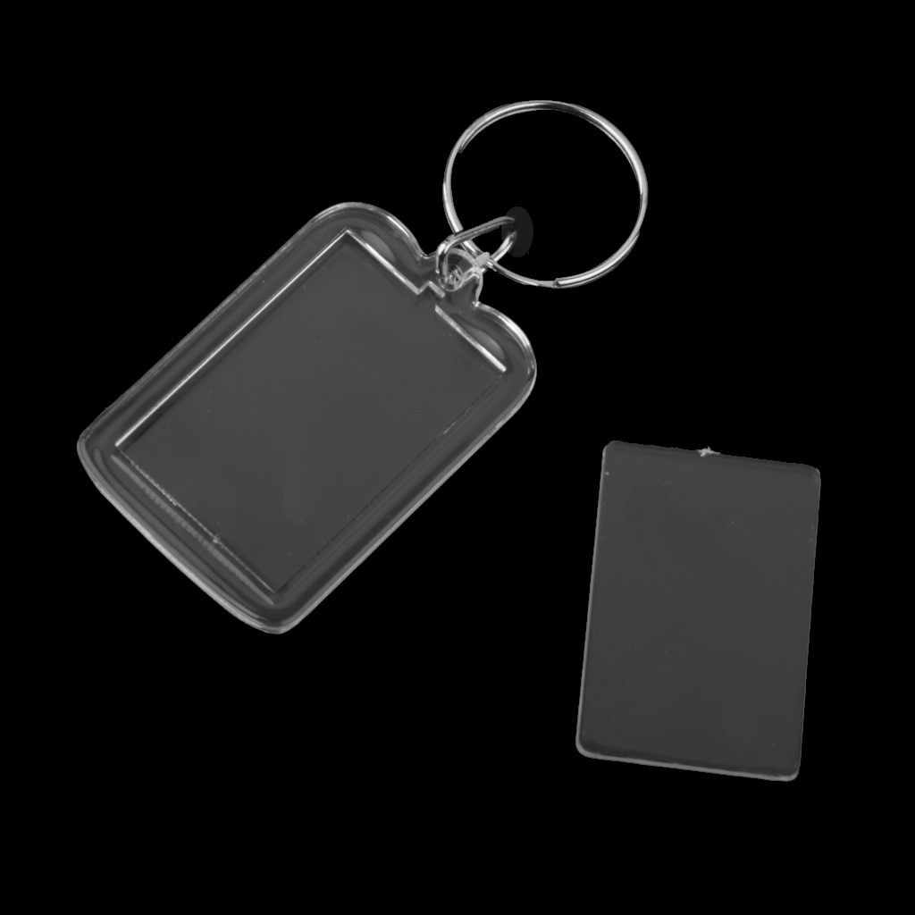 40pcs Oblong Clear Acrylic Keyring Make Your Own Photo Keychain 3.8 x 2.5cm