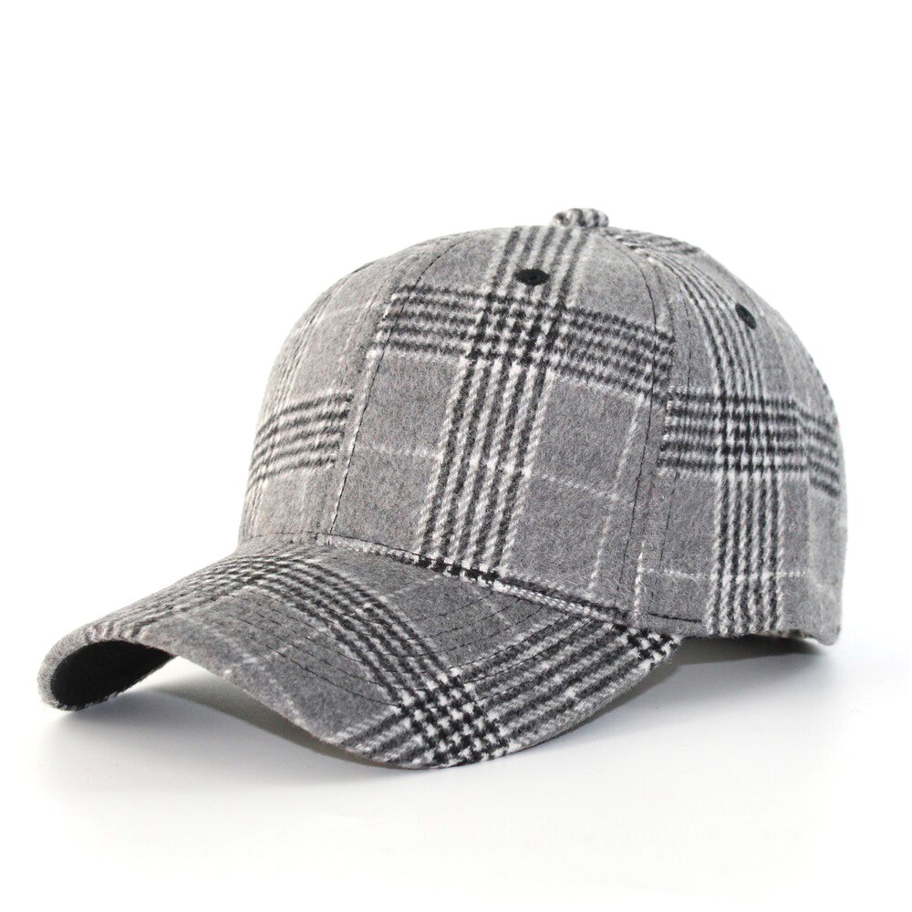 Checkered Pattern Baseball Cap Unisex Winter Thicken Color Cap Casual Wild Adjustable Trucker Hat: Gray