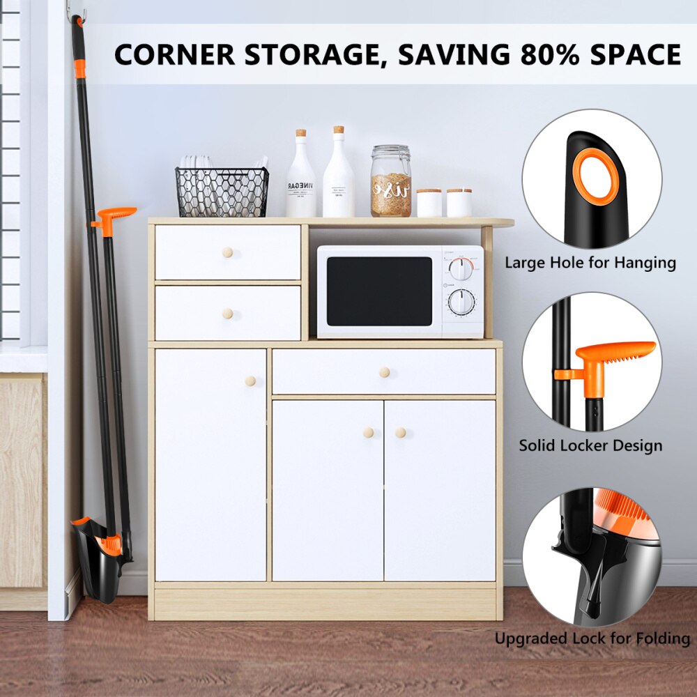 HOMEMAXS Stable Space-saving Broom and Dustpan for Office Classroom Home Kitchen Household Cleaning Tool