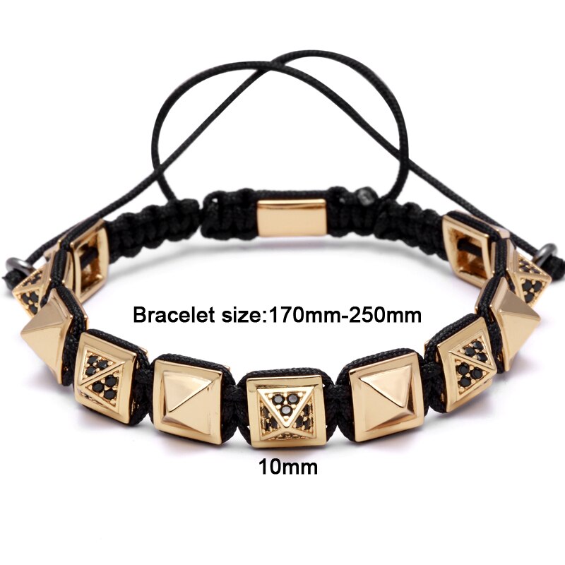 Mcllroy Pyramid Connector Square Beads Braiding Men Macrame Bracelet & Bangle Braiding Macrame Bracelet Woman Charm