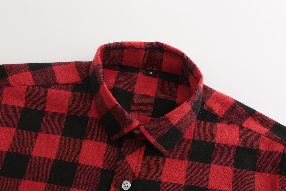 Men Flannel Red Black Plaid Shirt Cotton Autumn Casual Long Sleeve Shirt Soft Comfort Slim Fit Styles Brand Man Clothes