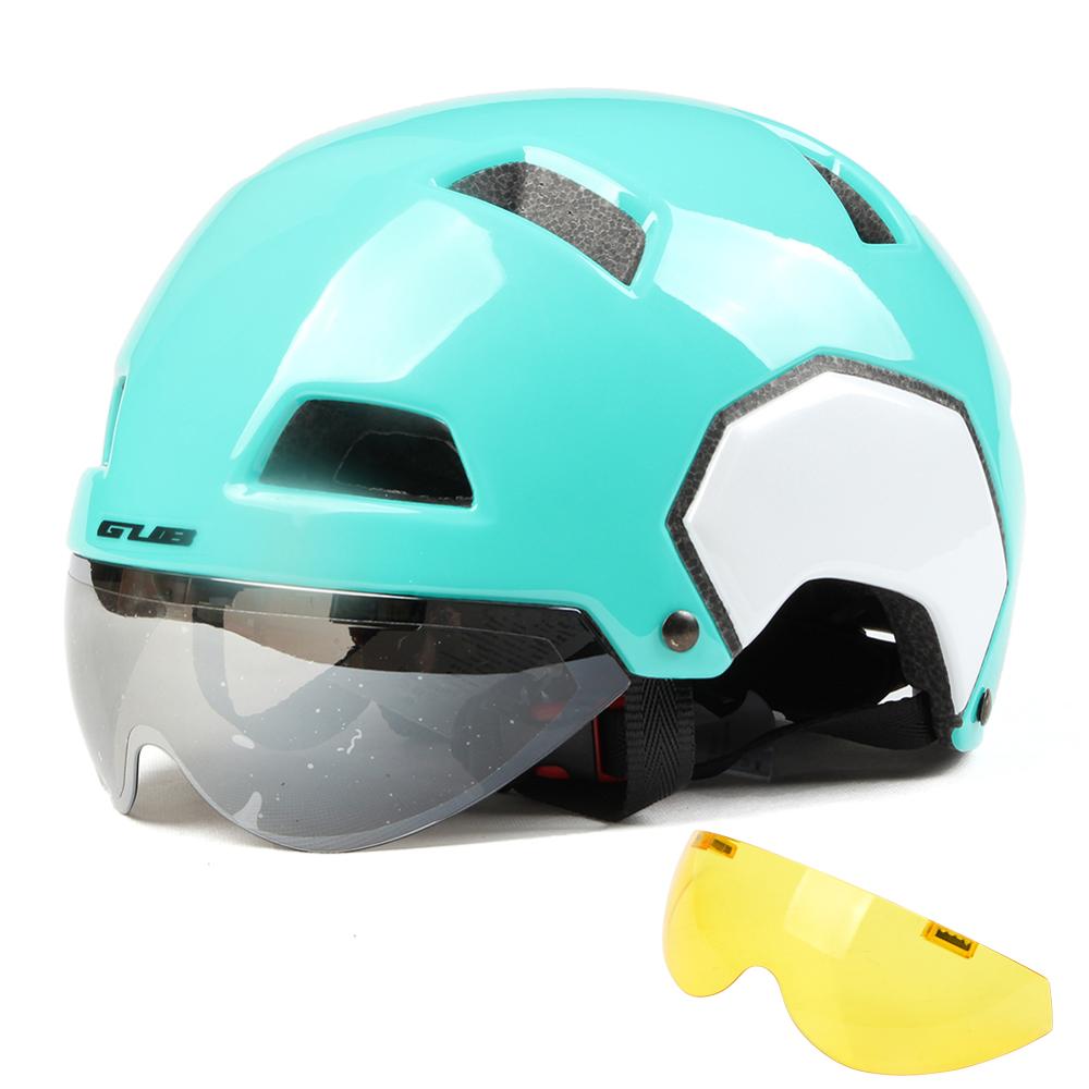 Men Women Ultralight Cycling Helmet MTB Mountain Road Bike Helmet with Goggles Breathable Integrally Molded GUB V3: Blue 2 / L(56-61cm)