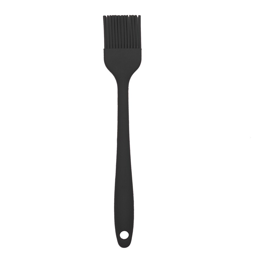 Svart matlagningsredskap set i silikon med non-stick bakredskap köksutrustning slitsad vändare spatel sked mattång kökssats: 1 st borste
