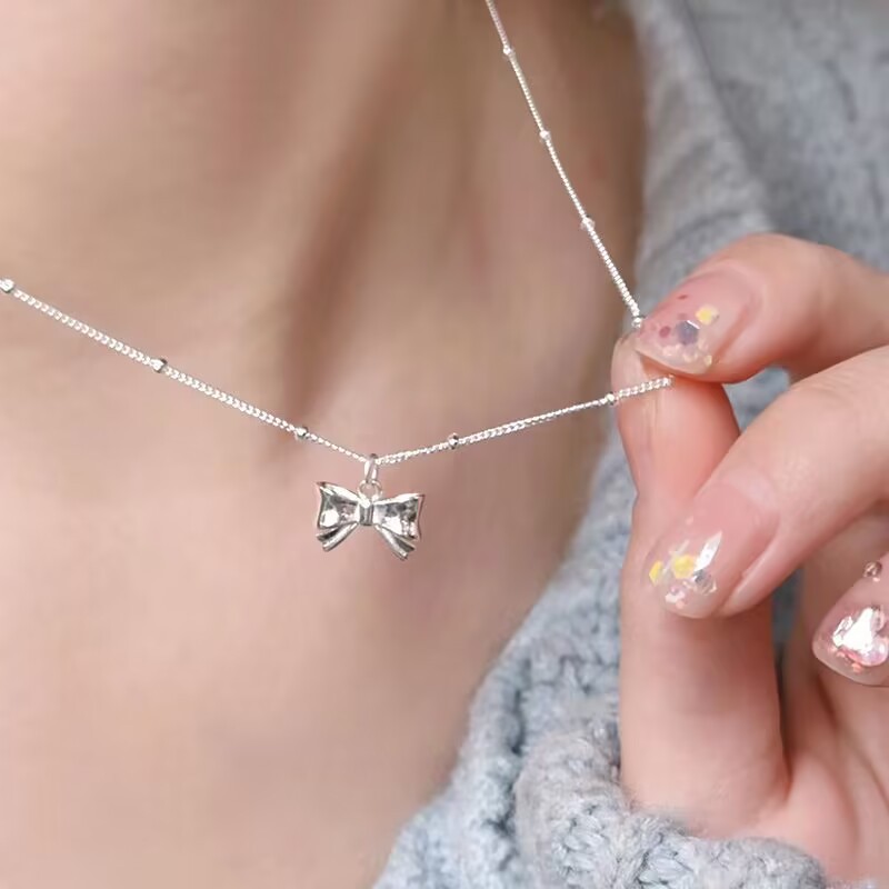 Collar con de nudo de lazo exquisito para mujer, Gargantilla versátil romántica, de joyería de boda para niña,