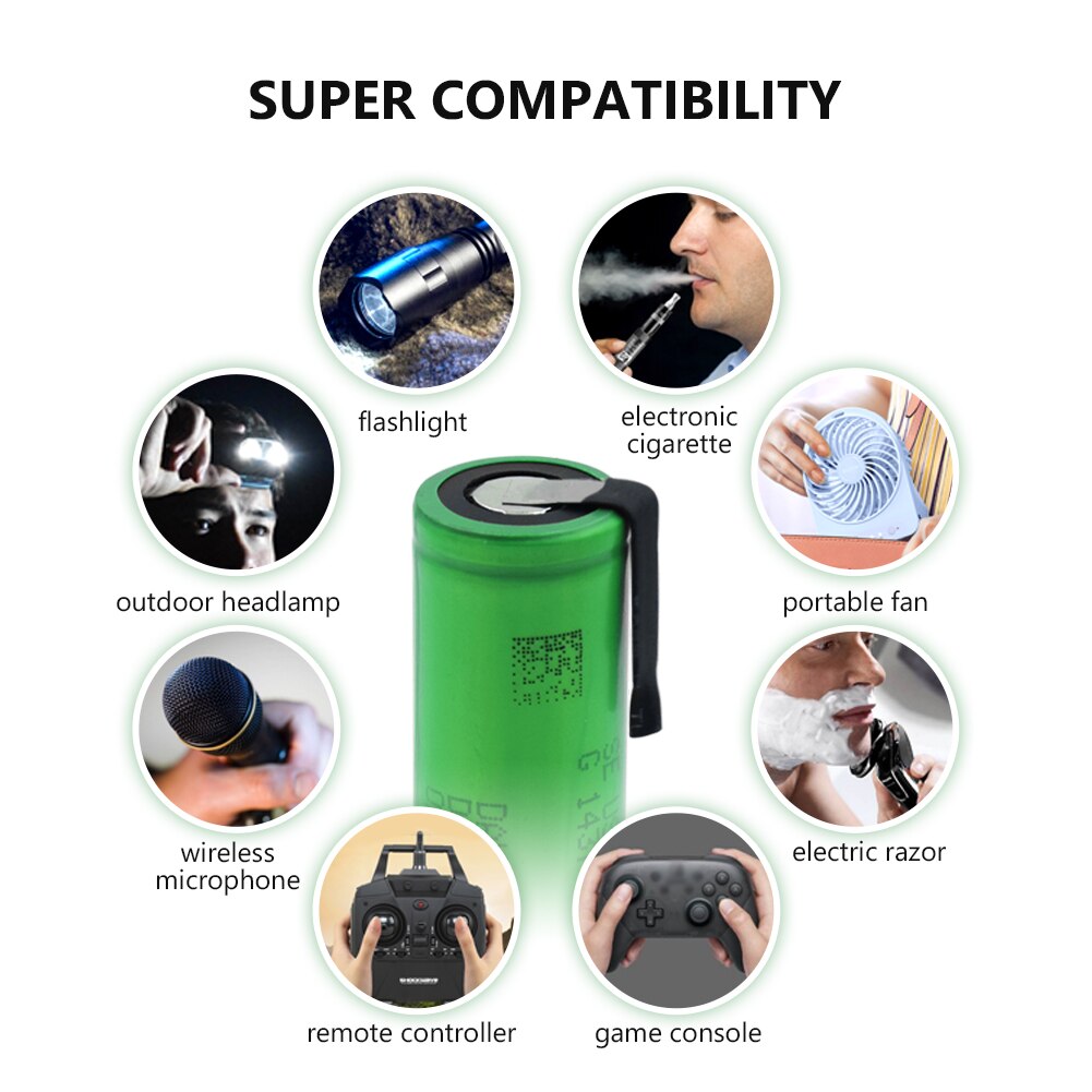 3.6 V Volt Green Flat 18650 Li-ion Lithium Batteries Rechargeable 2100mAh High Drain VTC4 18650 Batteries