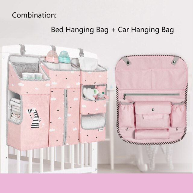 Baby Storage Box Baby Crib Hanging Bag Baby Out Diaper Storage Bag Bedside Hanging Basket Shelf Waterproof Diaper Bag