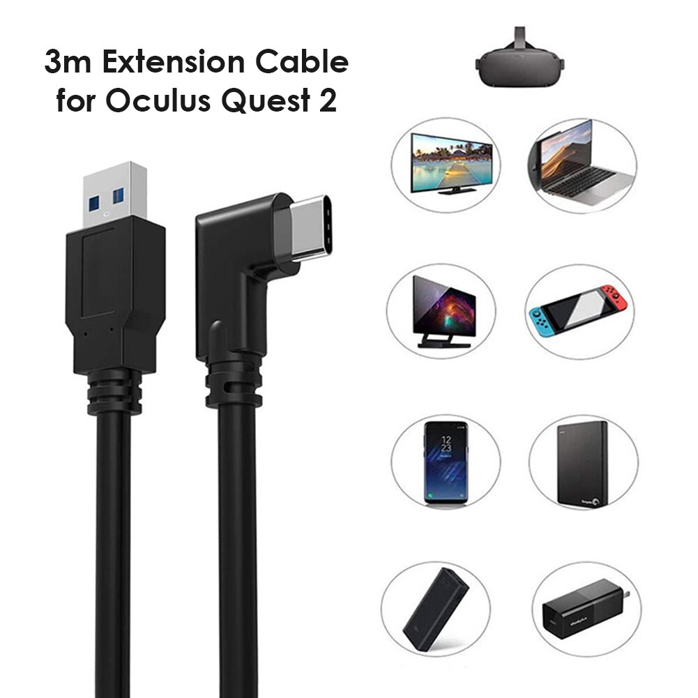 Cable de conexión para Oculus Quest 2, Cable de carga USB 3,0 de 5M para Oculus Link, transferencia de datos, carga rápida VR Acces